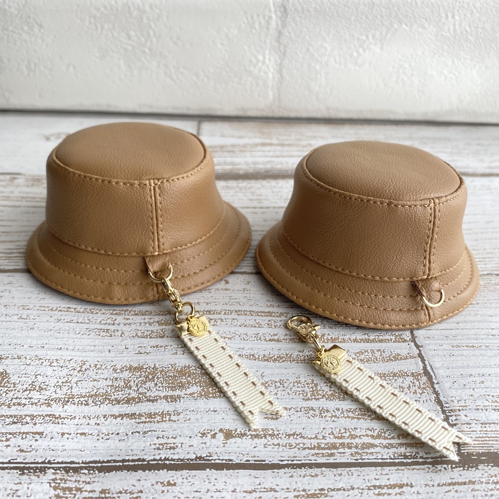 フェイクレザーリボンハット