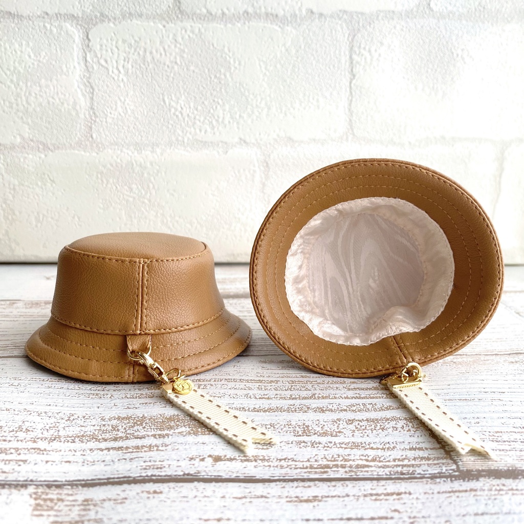 フェイクレザーリボンハット