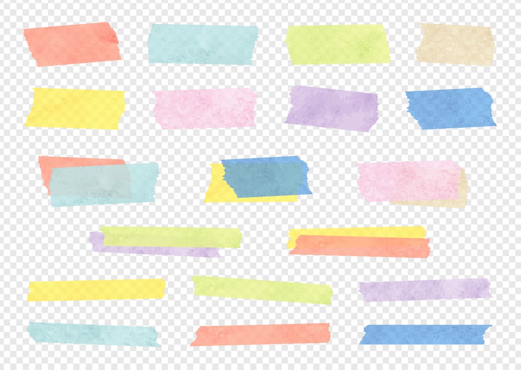 水彩のシンプルなマスキングテープイラストセット
