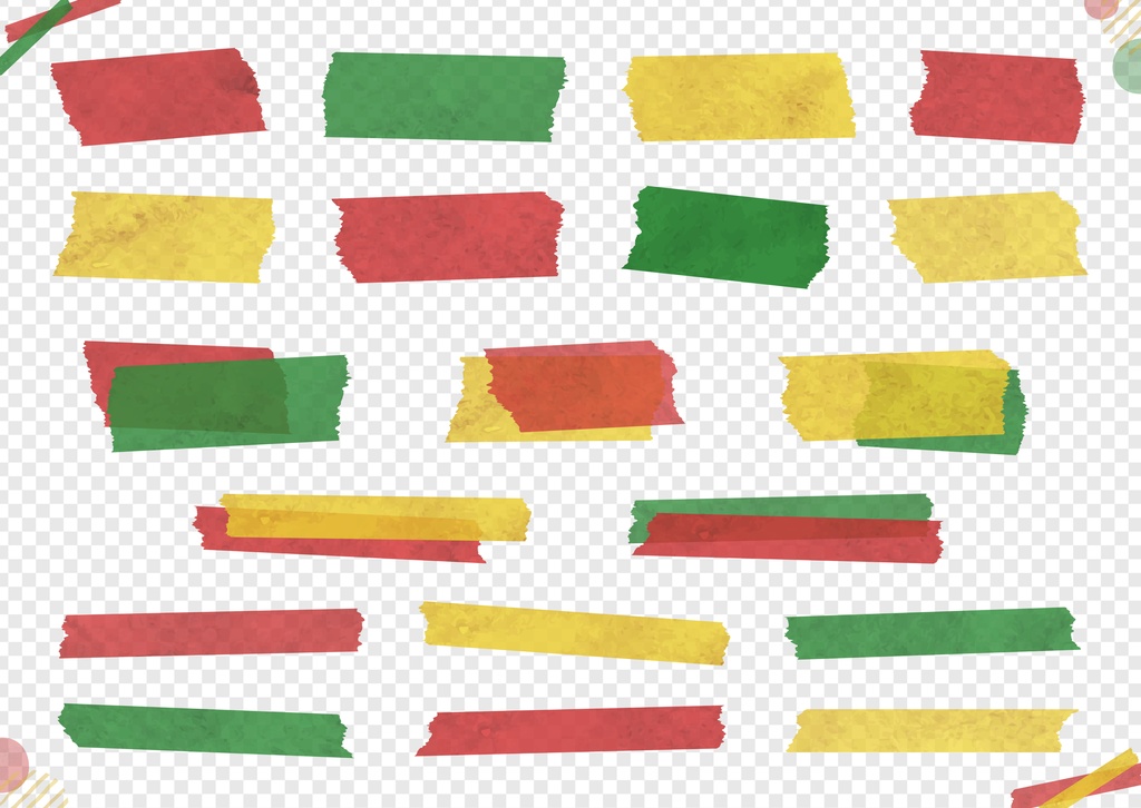 水彩のシンプルなマスキングテープイラストセット(クリスマス・ホリデーカラー)