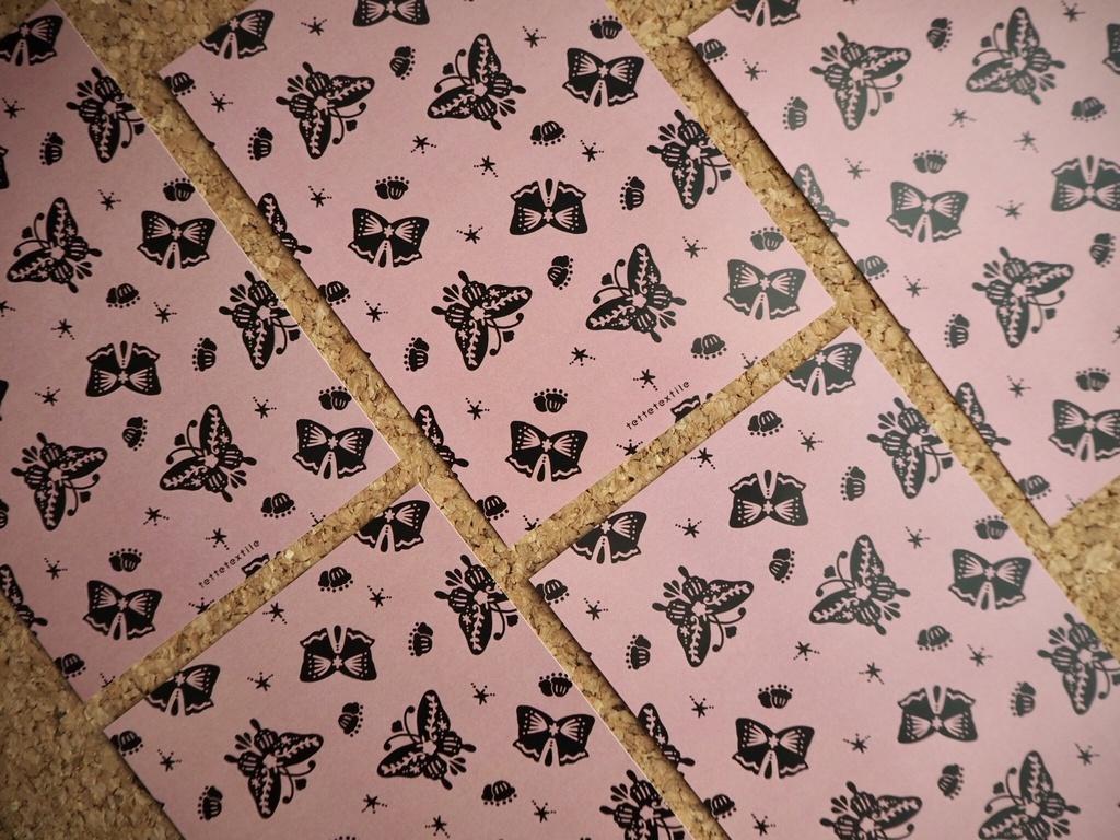 【ポストカード】butterfly ribbon pattern_rosetan
