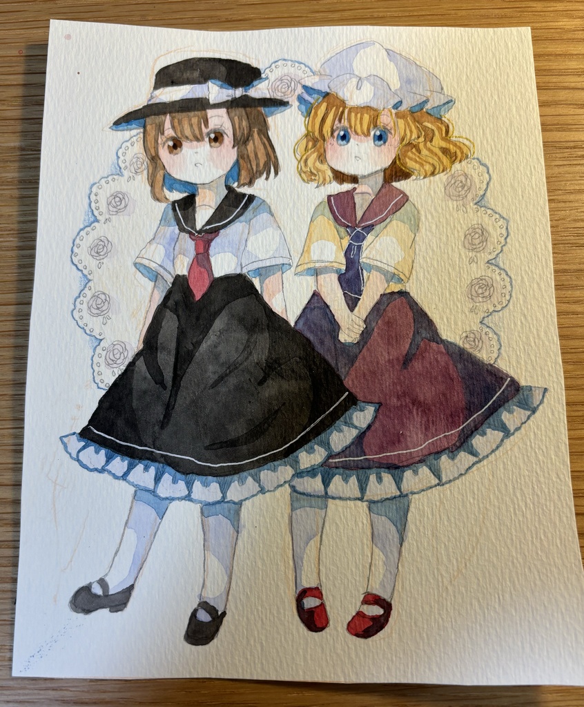 蓮子とメリーのセーラー服原画