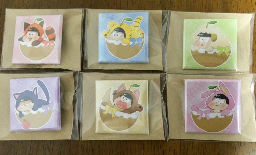 りんごバスケットけも松さん缶バッジ