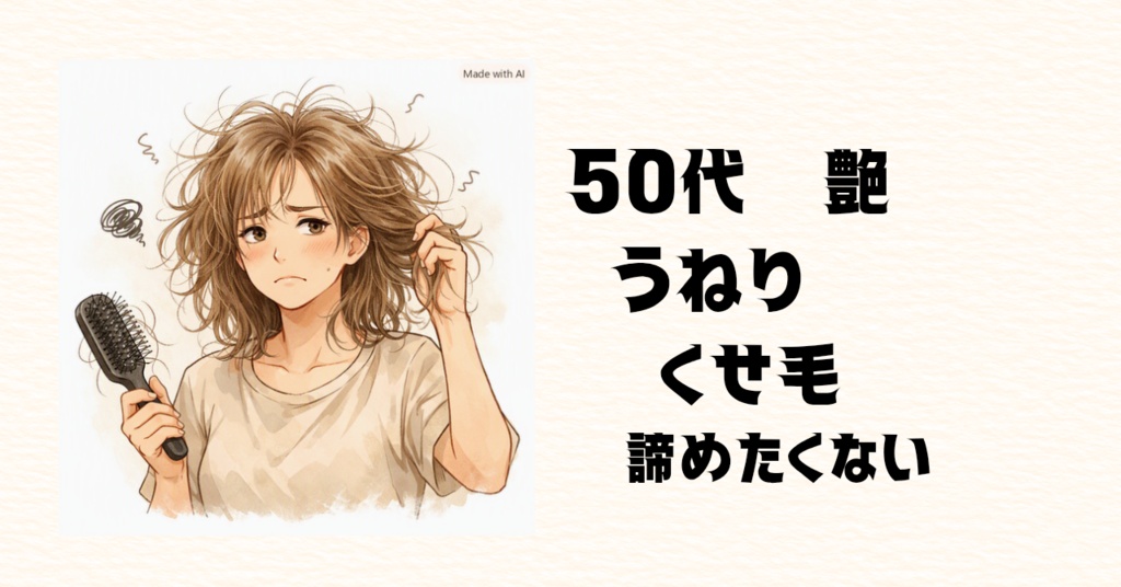 猫っ毛・くせ毛女性の美容イラスト（アイキャッチ素材）