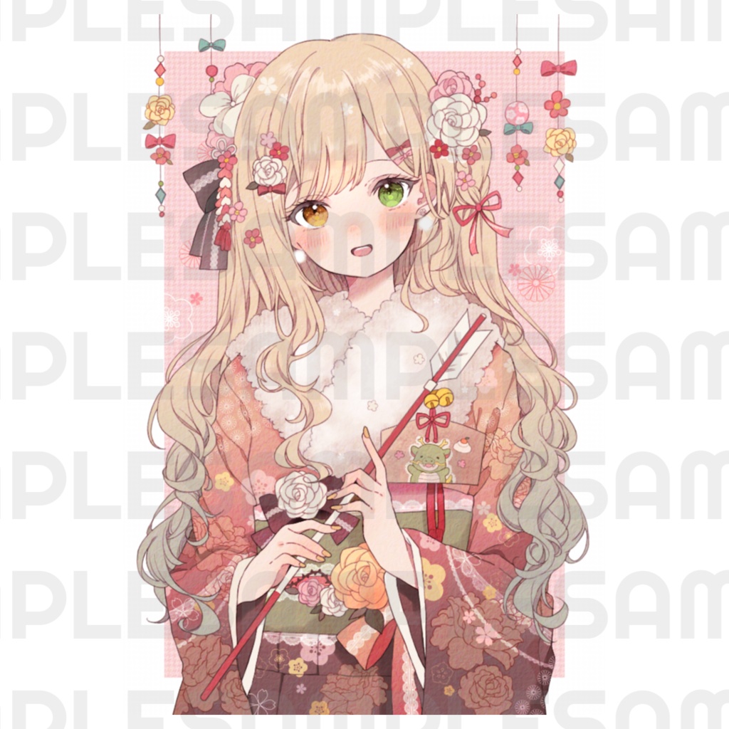 2024年賀状 ①ロングヘア