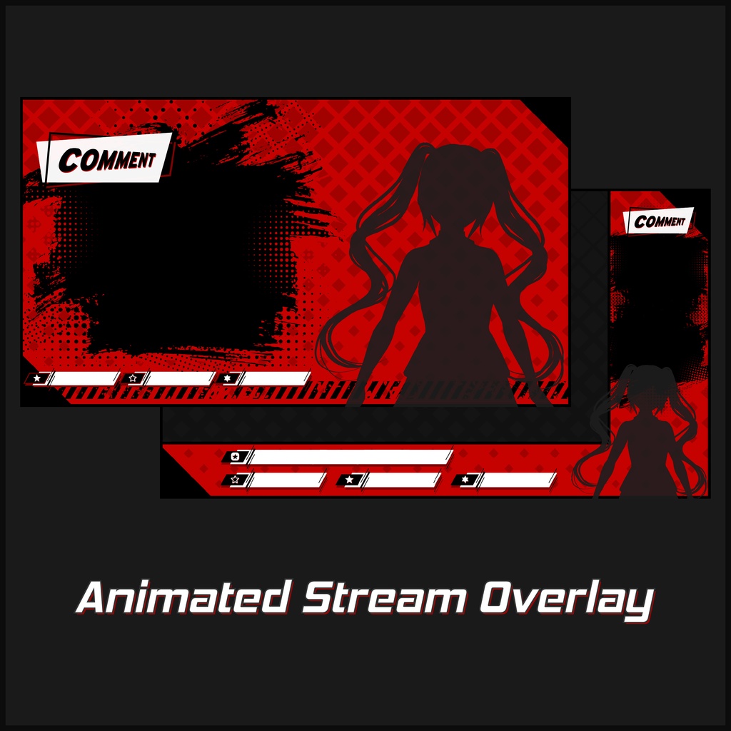 Animated stream overlay set (persona5 inspired) / 動く配信画面セット