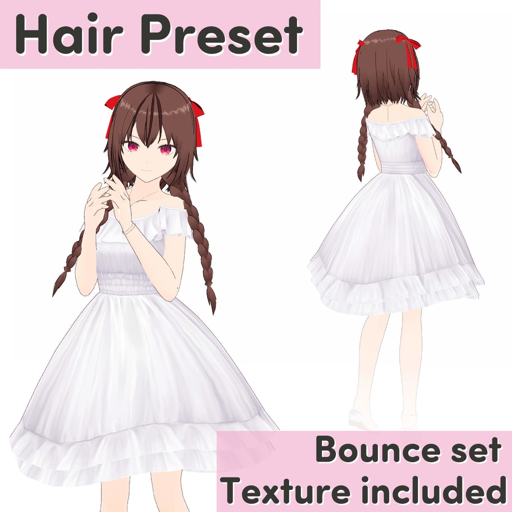 [VRoid] Braids and Bow Hair / 髪型　リボン＆三つ編み