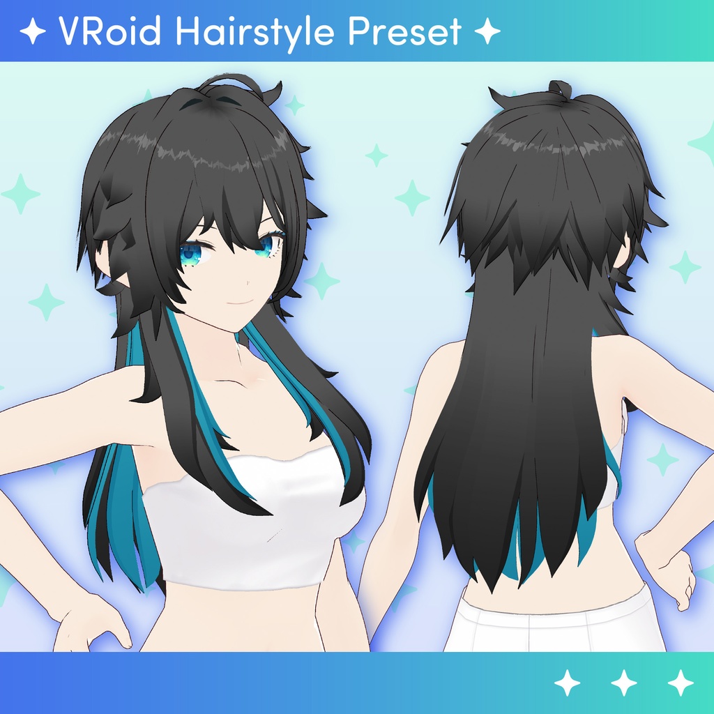 [VRoid] Wolf cut long hair / 髪型  男女兼用  ウルフカット  ロングヘア