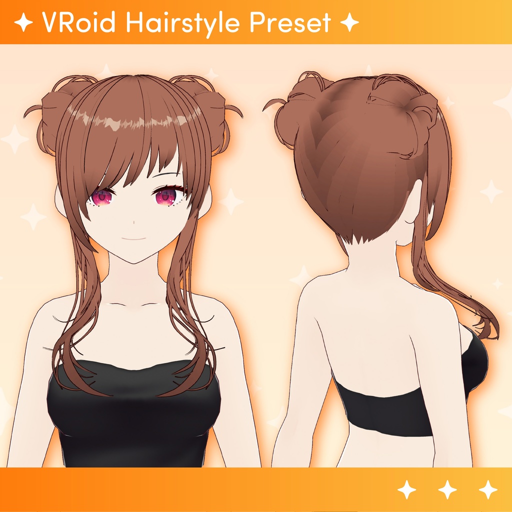 [VRoid] Buns hair / 髪型 ゆる結びお団子ヘア