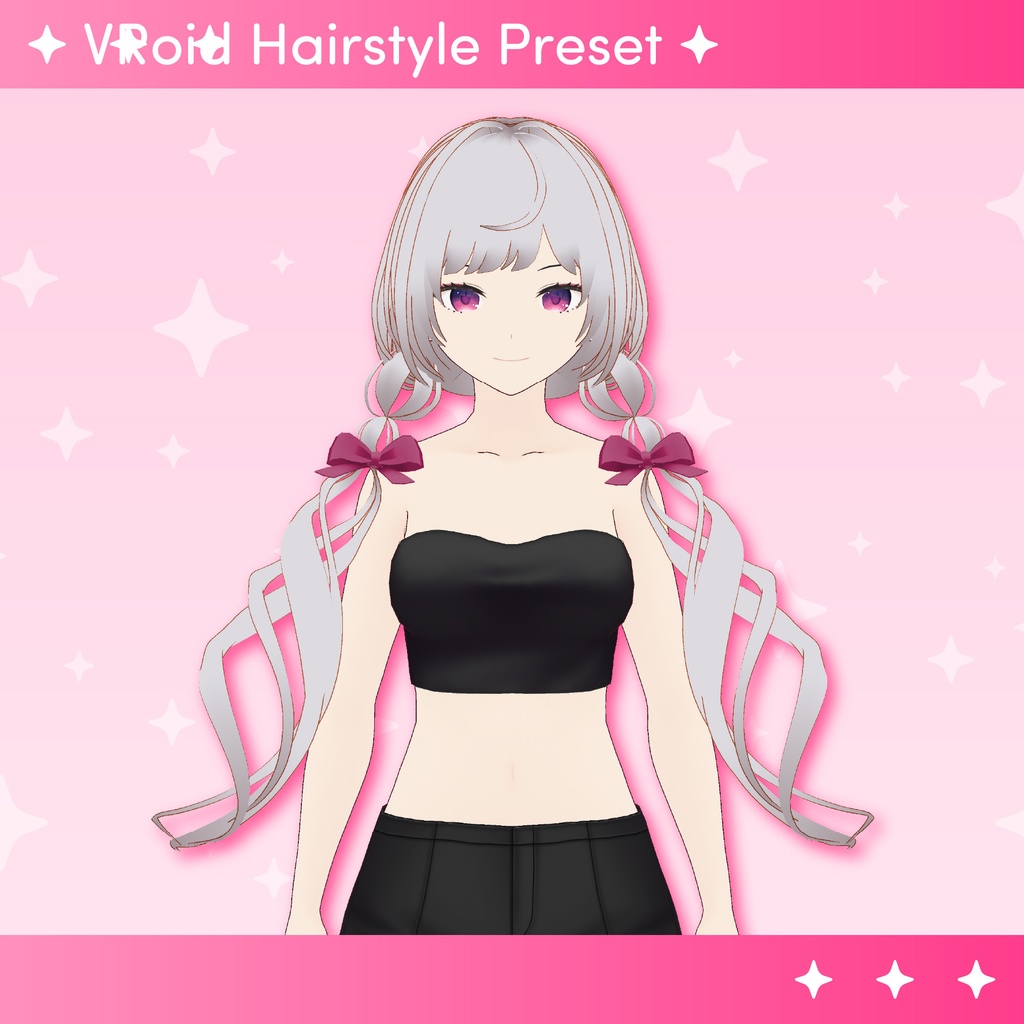 [VRoid] Bow twin tails Hair / 髪型　リボンツインテ