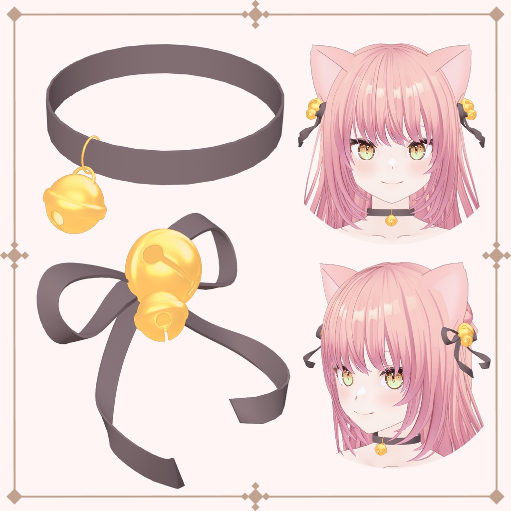 [VRoid Xwear] Cat bell accessories / 猫の鈴アクセ