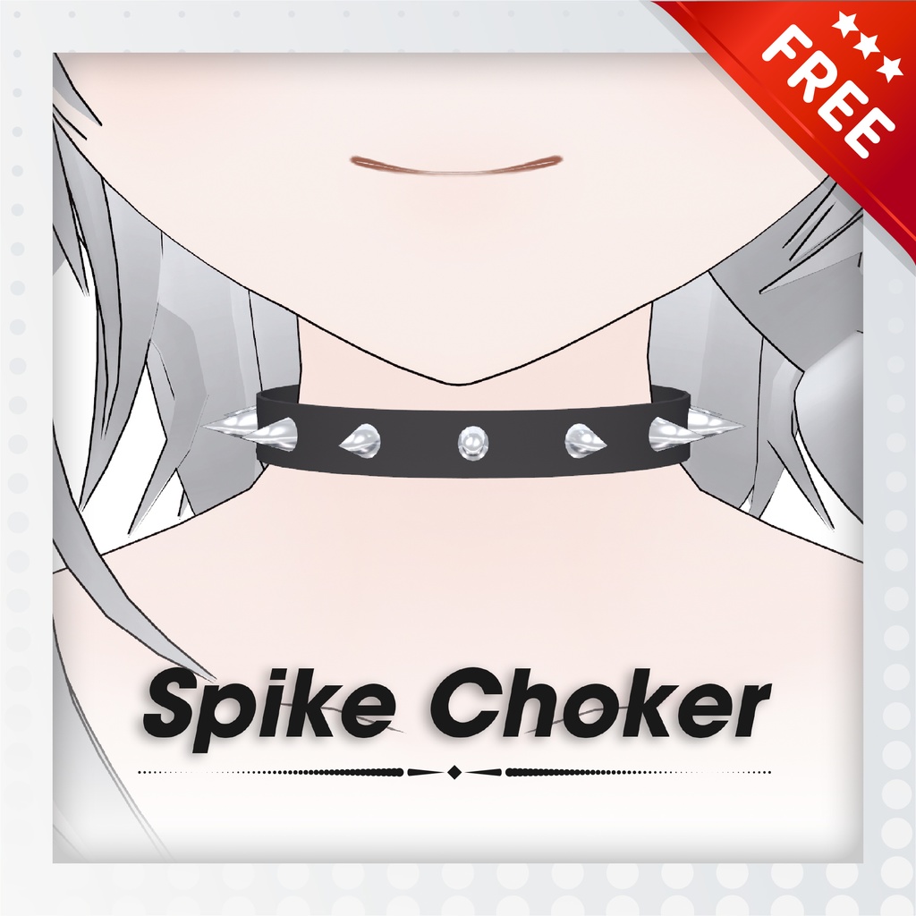 【FREE/ 無料】[VRoid] Spike Choker / スパイク　チョーカー