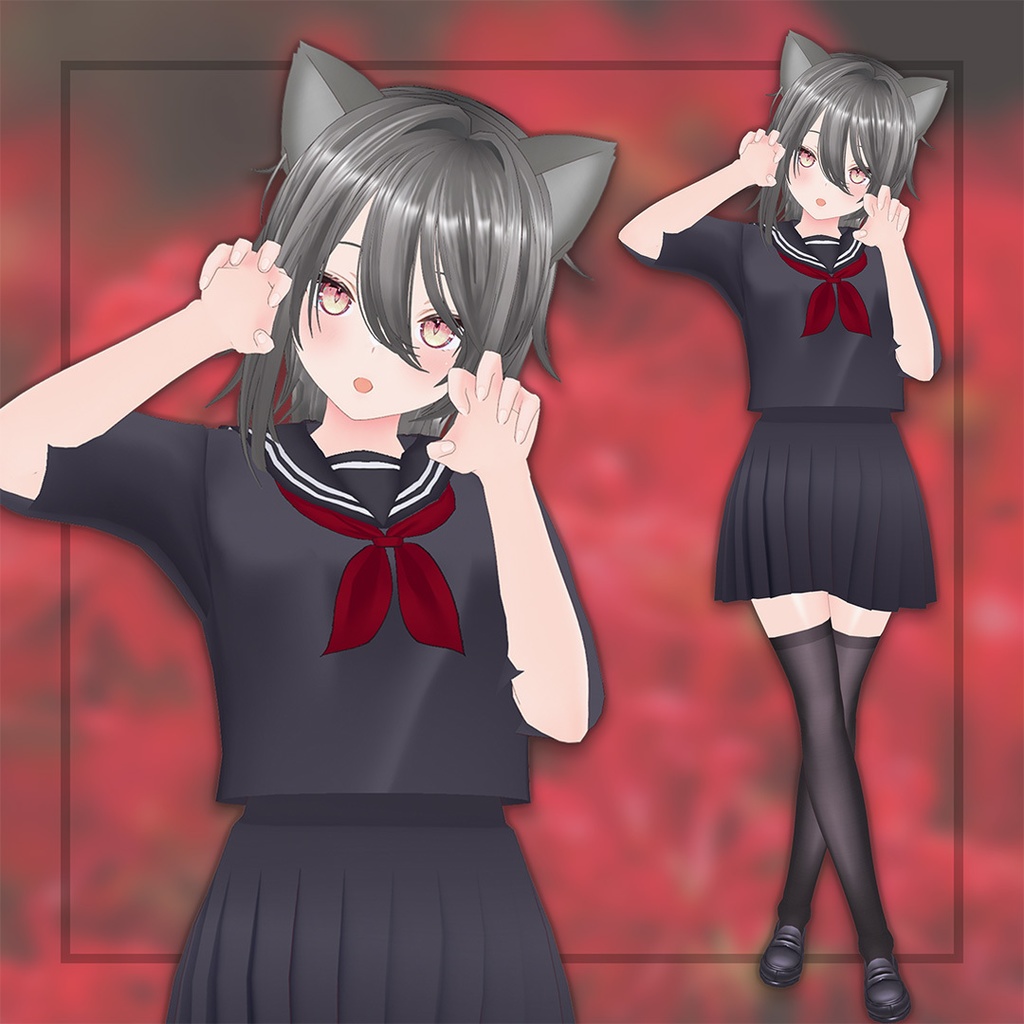 [VRoid] Bakeneko Sailor(standard version) / 化け猫セーラー(ノーマル版)