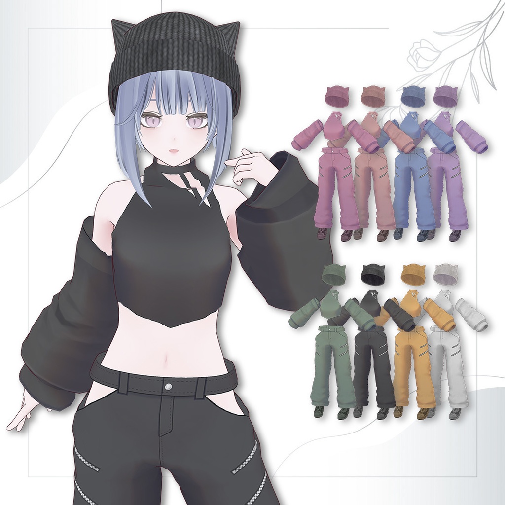 [VRoid] Cat Ears Outfit Set / 猫耳  洋服セット