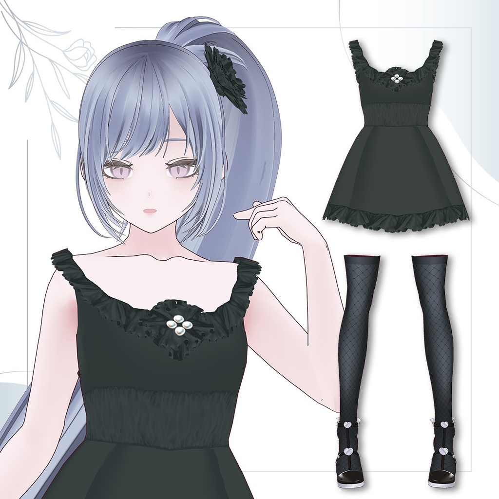 50% OFF!!  [VRoid] Black Dress Set / ミニドレス　セット