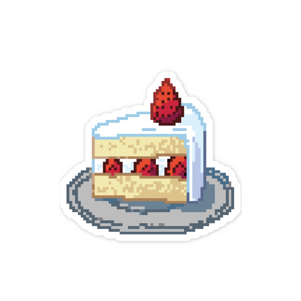 ドット絵ショートケーキステッカー