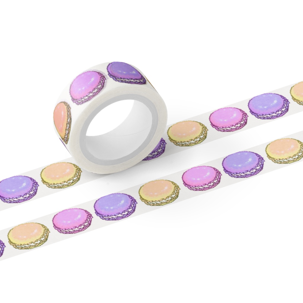 マカロンのマスキングテープ（ピンク＋紫＋黄色）