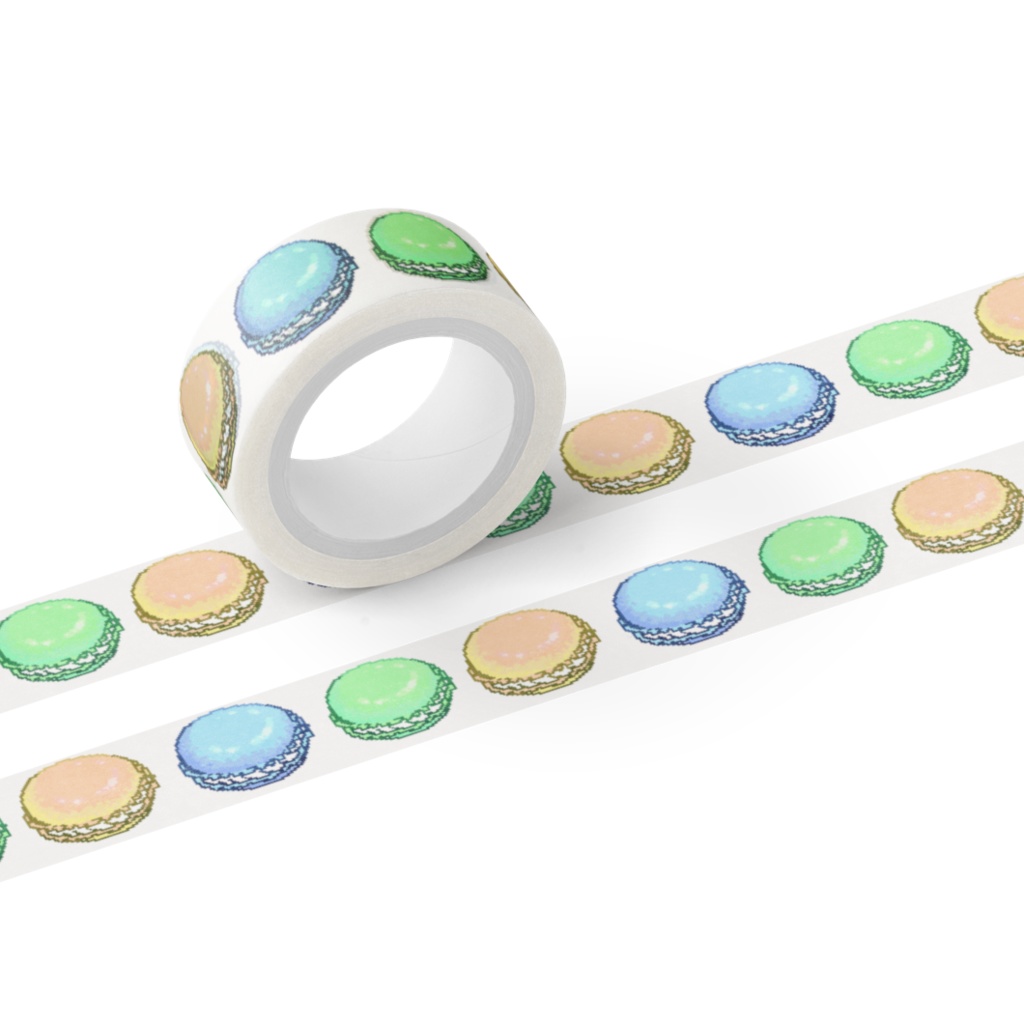 マカロンマスキングテープ（水色+黄緑+黄色）