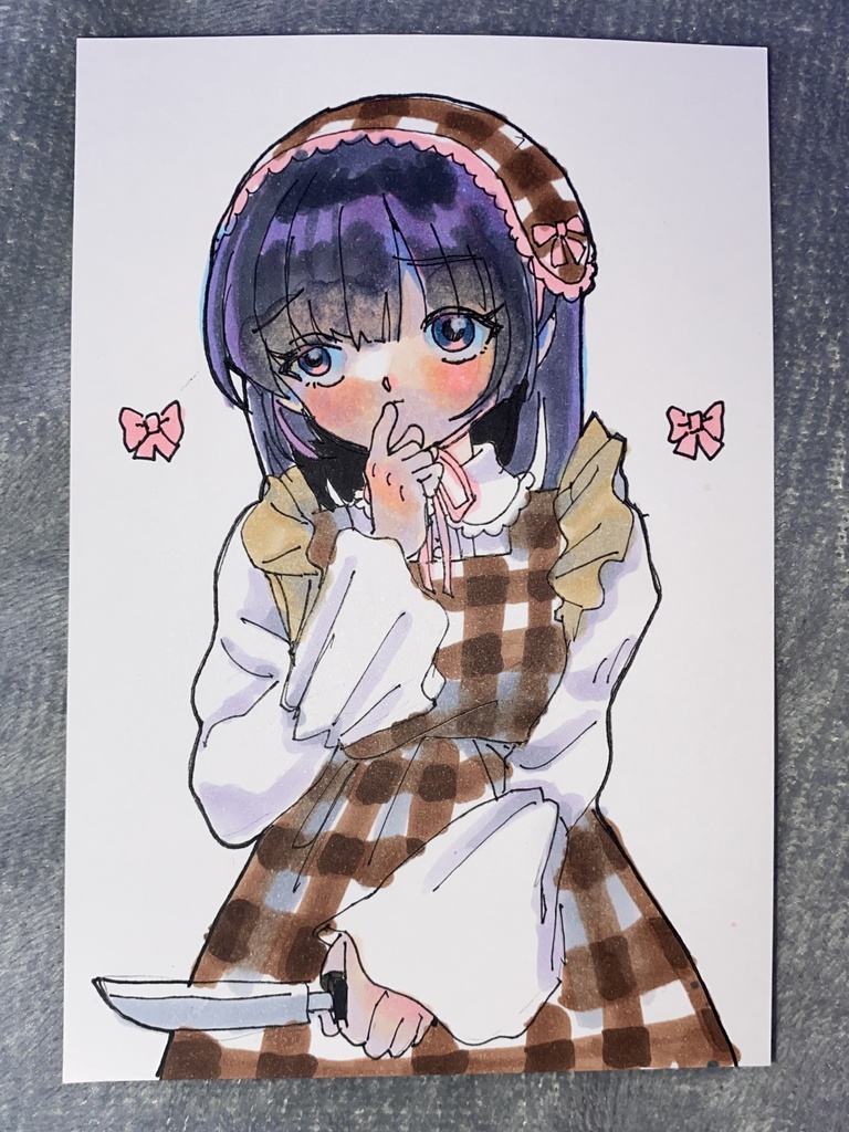 コピック練習 秋服だねギンガムチェック