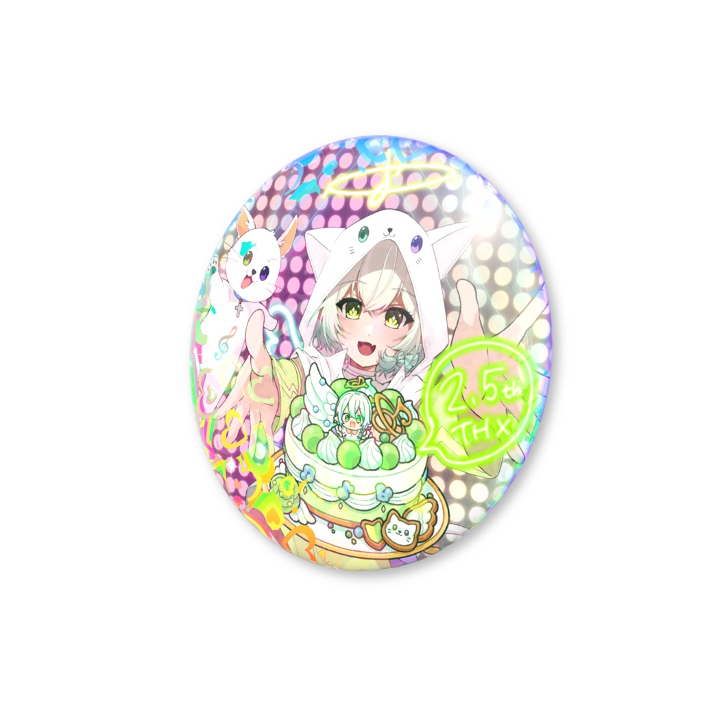 2.5周年ハートのキラキラの音キャンバッジ