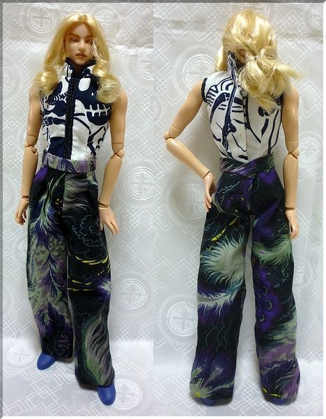 1/6メンズドール チャイナドレス 骸骨柄