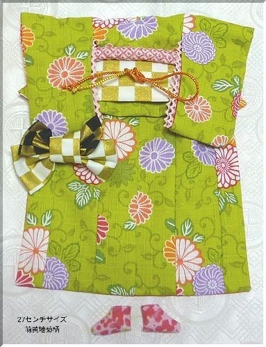 1/6ドール(22センチ、27センチサイズドール)用着物セット