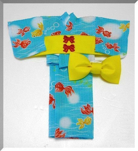 1/6ドールサイズ(幼SDサイズ)浴衣セット 水色地金魚柄