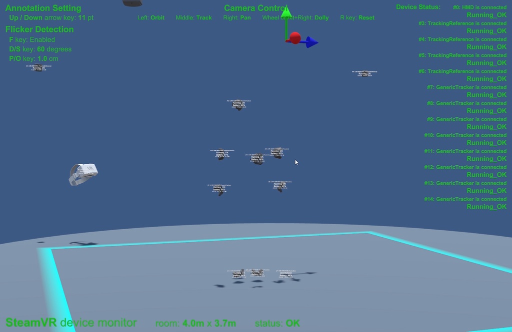 【VR】 SteamVR デバイスモニター(HTC Vive 等)