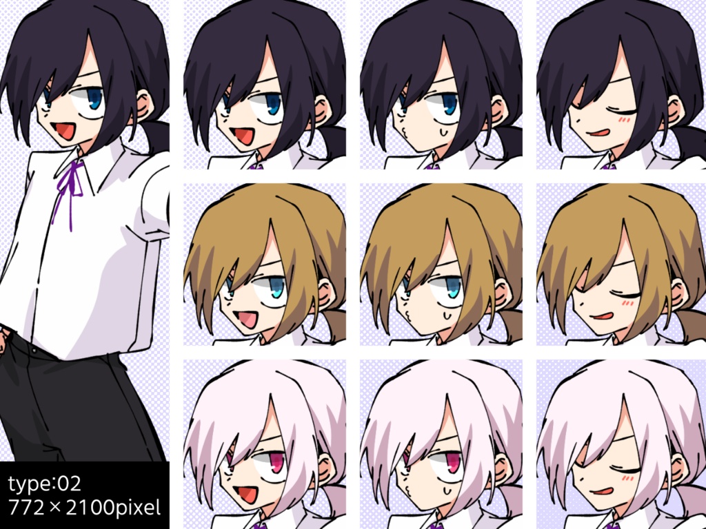 【立ち絵素材】性別指定なしフリー立ち絵5種