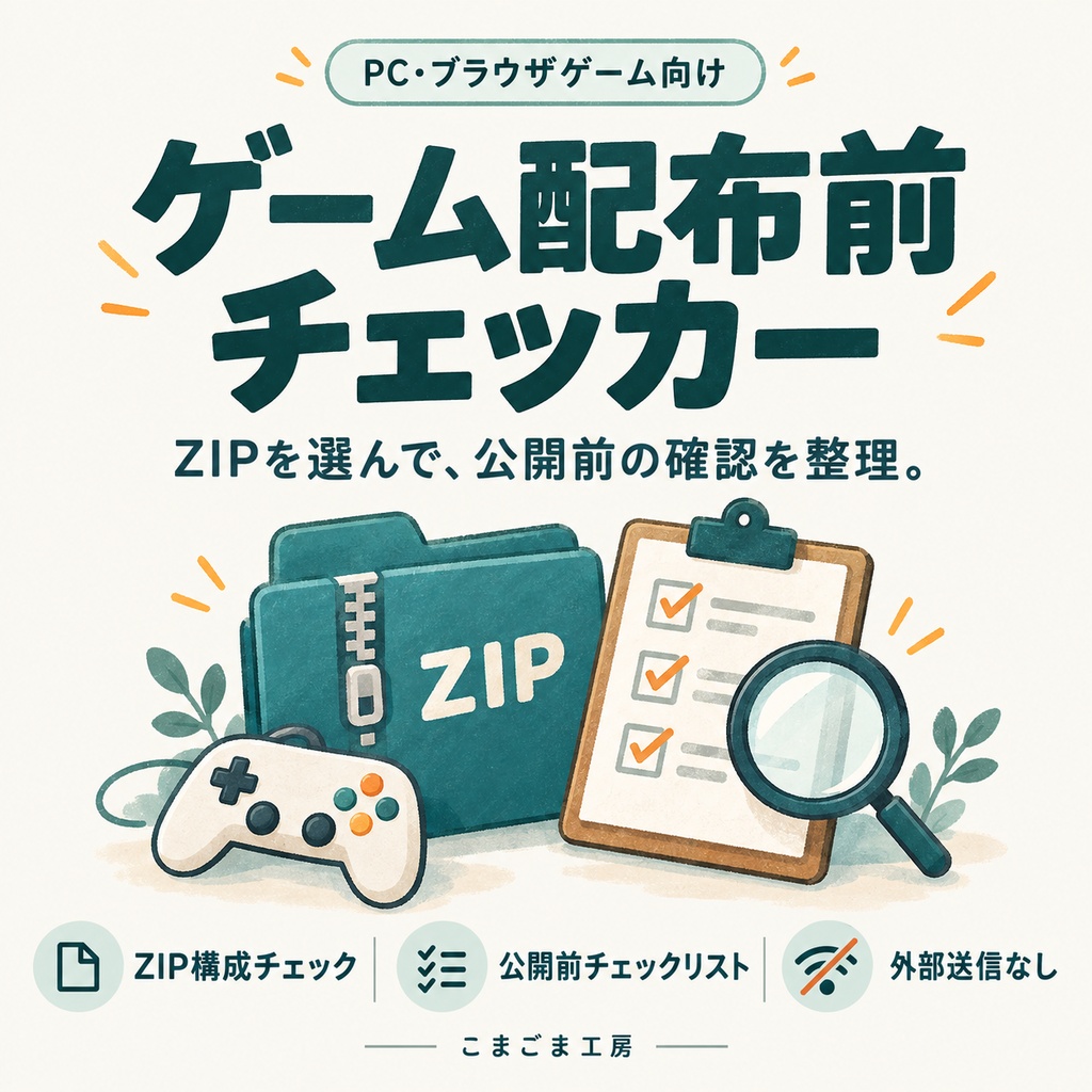 ゲーム配布前チェッカー｜PC・ブラウザゲームのZIP検査＆公開前チェック