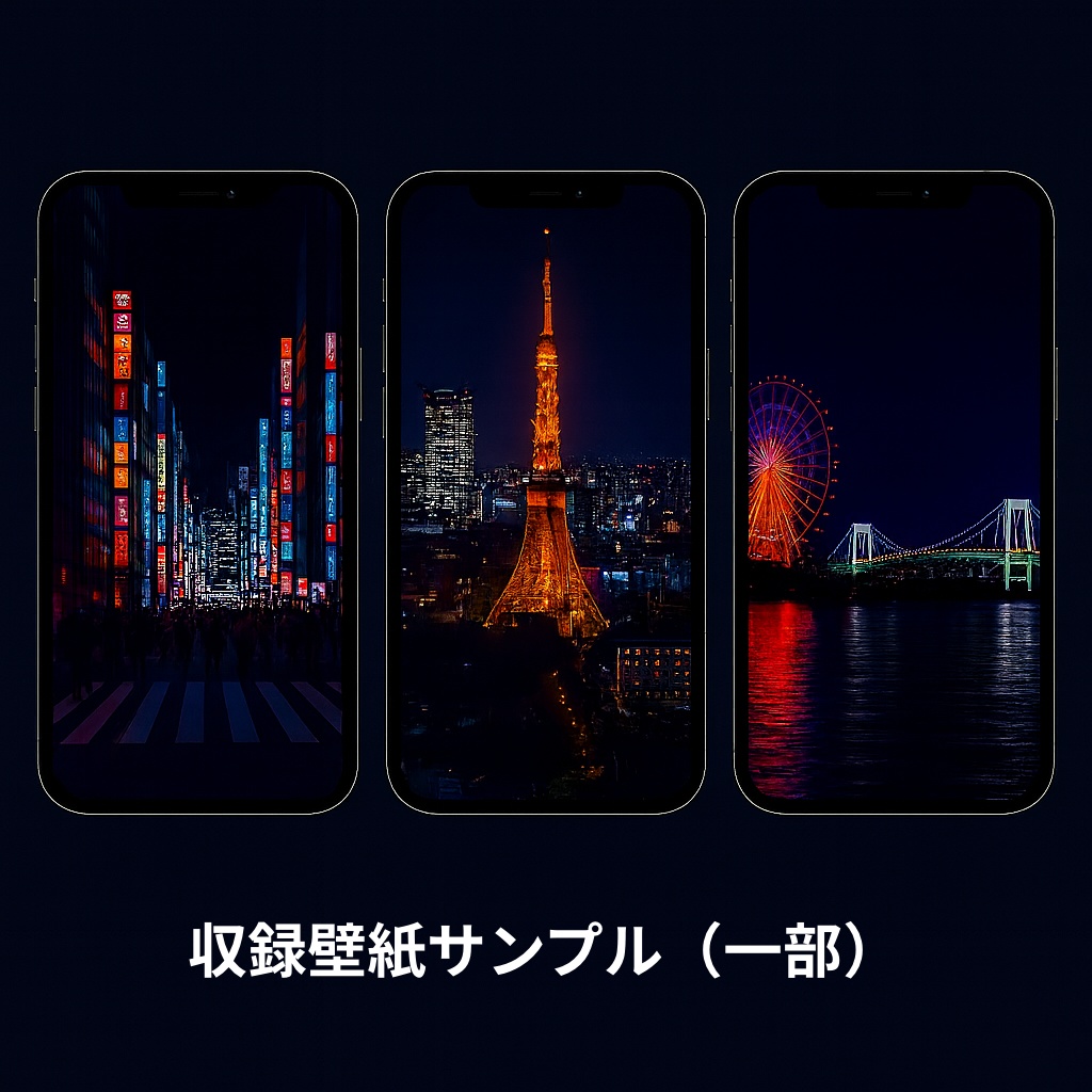 ネオン夜景スマホ壁紙パック – 東京セット