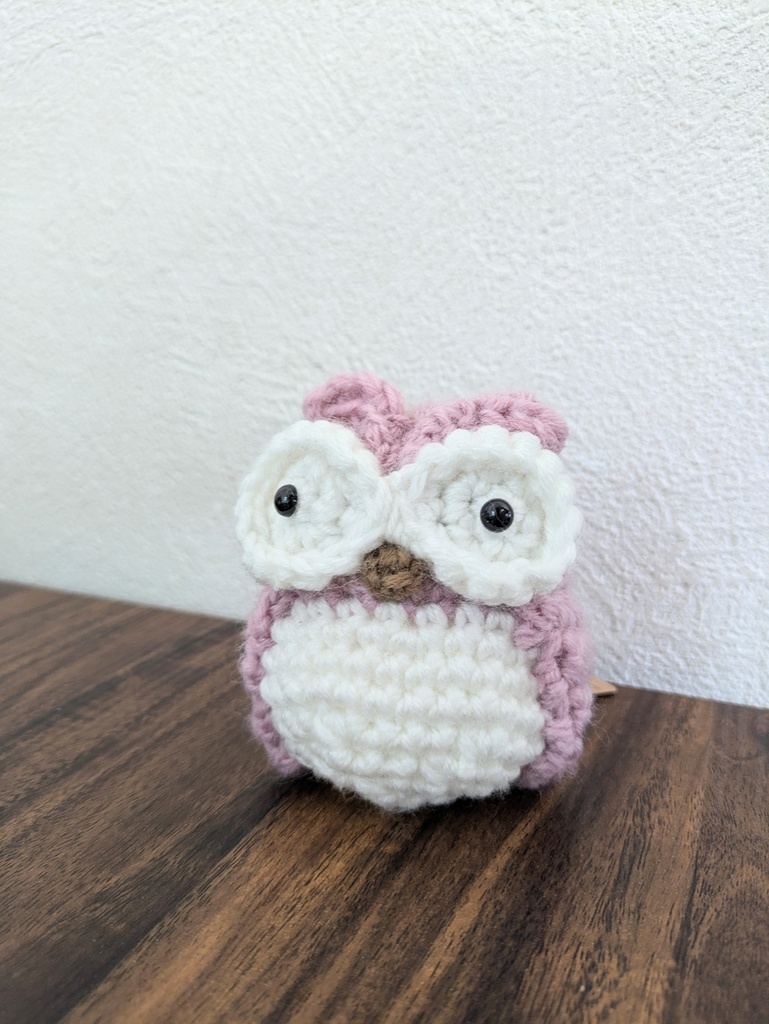 あみぐるみ　フクロウ　ピンクパープル