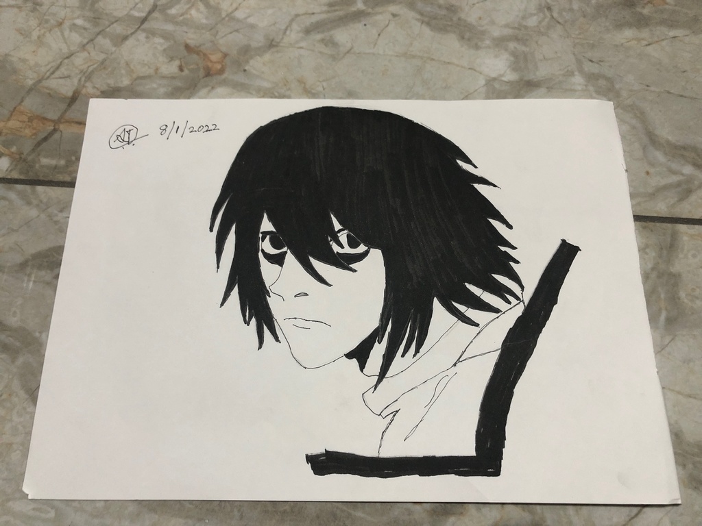 Black and White Drawing of L