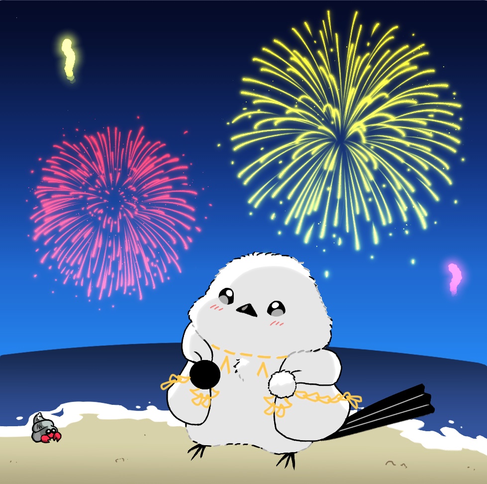 鶴エナガと花火アクキー