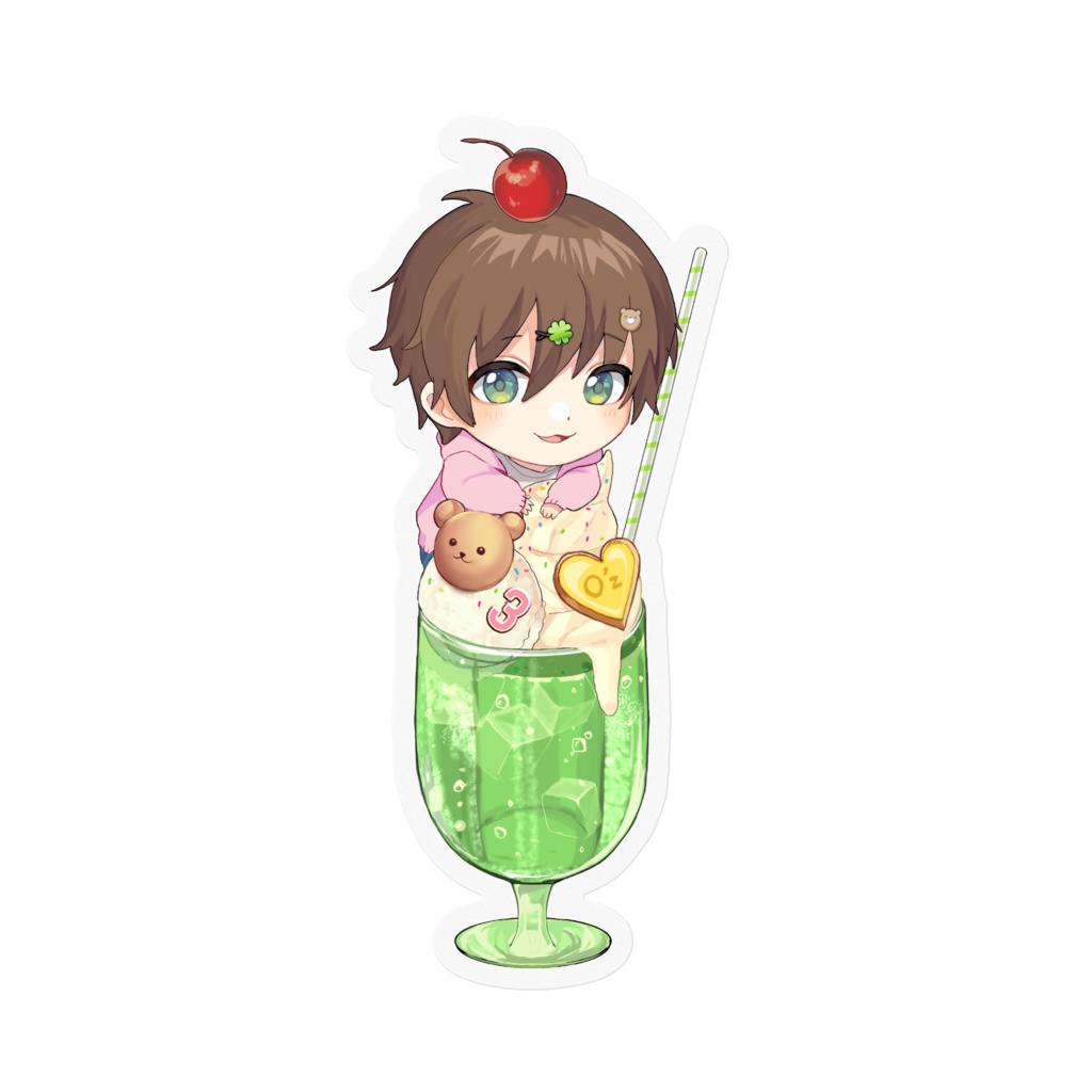 3周年記念、あーん🍈クリームソーダすてっかー🐻