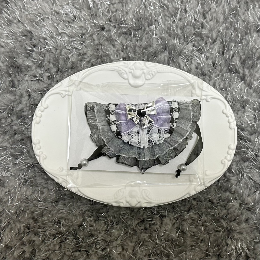 ぬいぐるみ用スタイ  ブラック×パープル