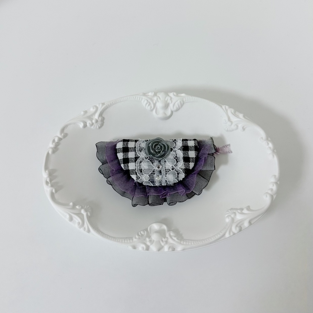 ぬいぐるみ用スタイ ブラック×パープル シルバーローズ