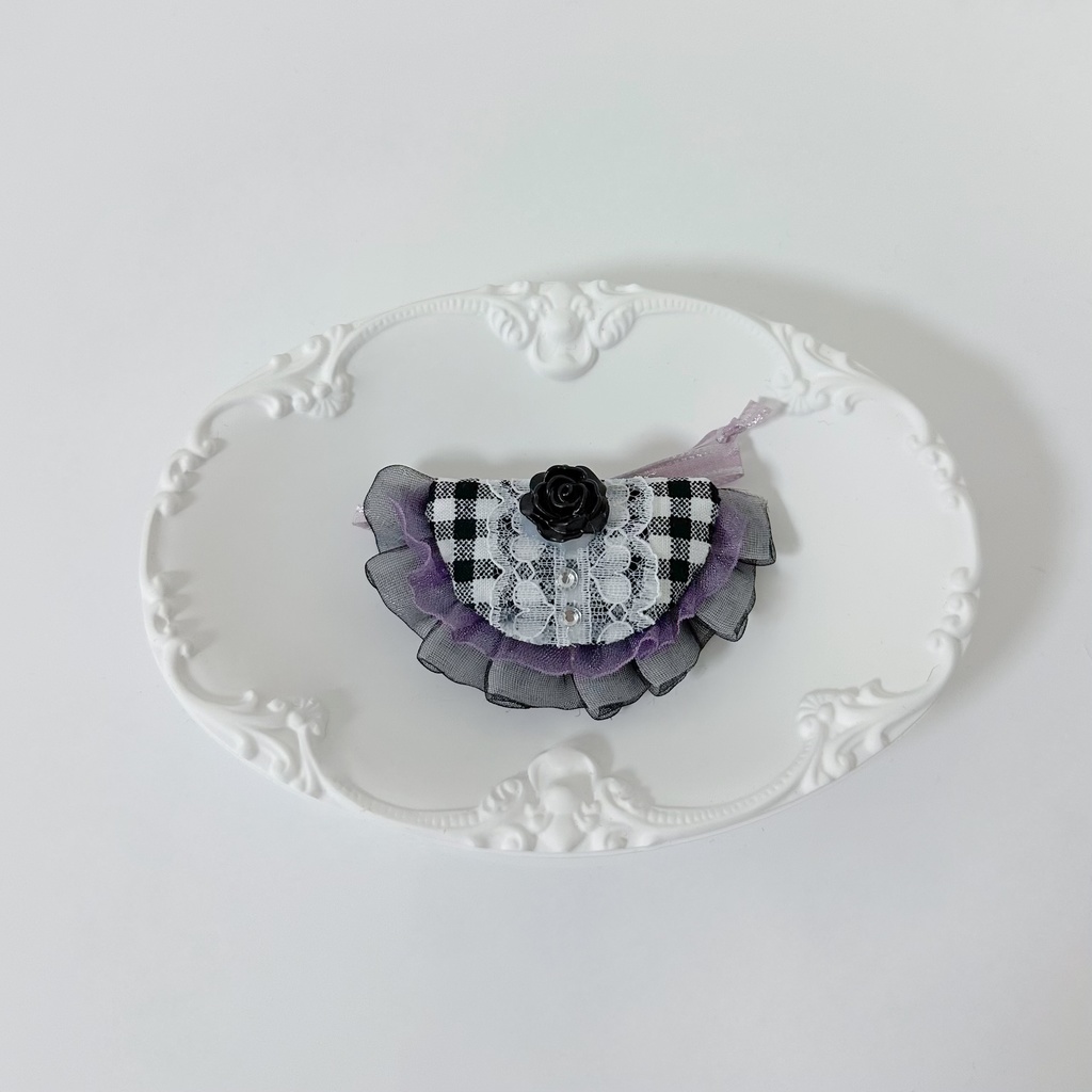 ぬいぐるみ用スタイ ブラック×パープル  ブラックローズ