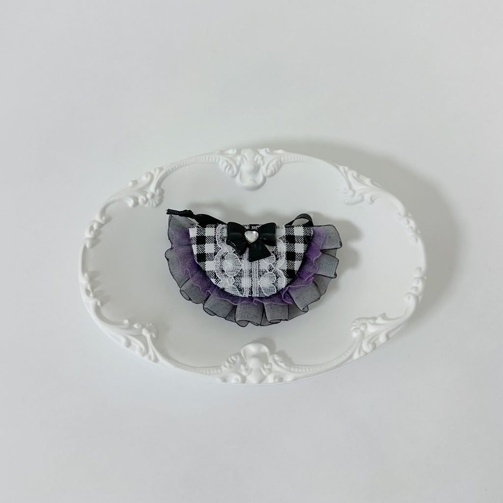 ぬいぐるみ用スタイ ブラック×パープル  リボン