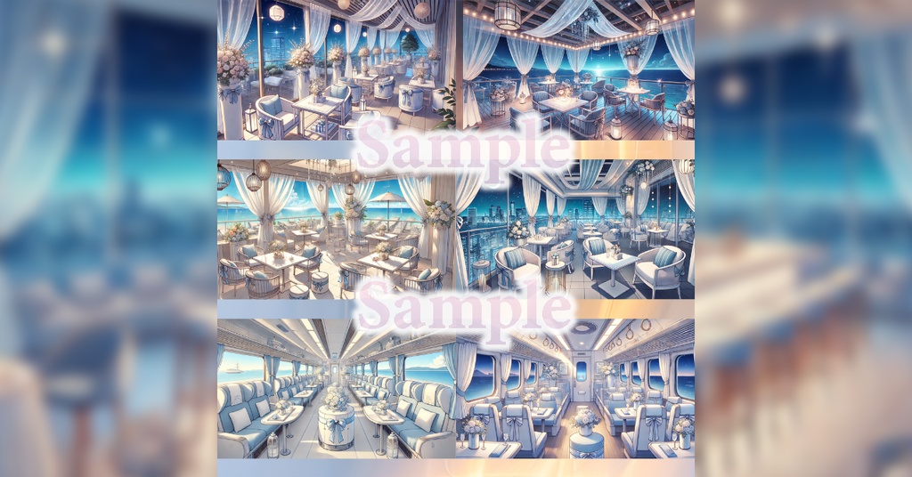 【 背景画像 / 配信背景 】VTuber配信にも!水色と白のエレガントなかわいい部屋