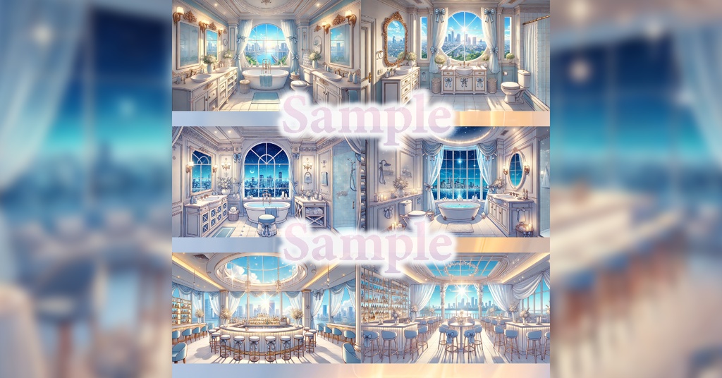 【 背景画像 / 配信背景 】VTuber配信にも!水色と白のエレガントなかわいい部屋