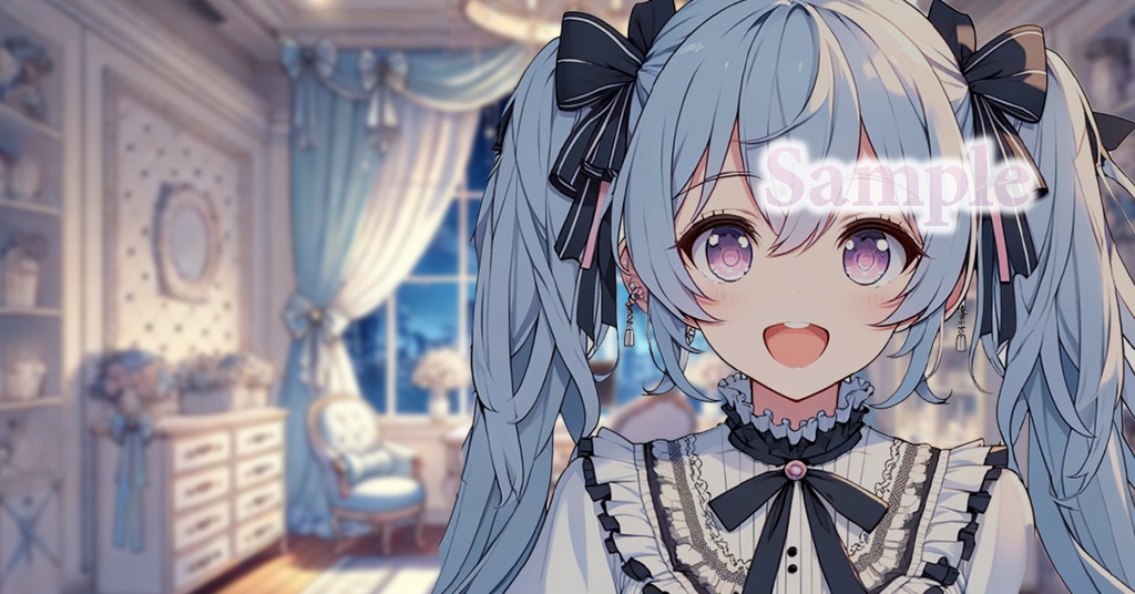 【 背景画像 / 配信背景 】VTuber配信にも!水色と白のエレガントなかわいい部屋