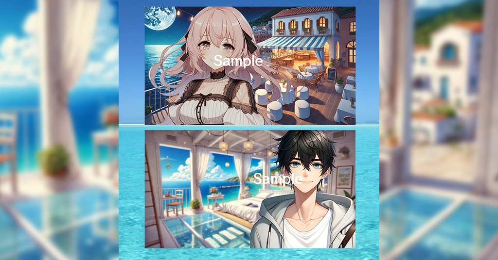 【 背景画像 / 配信背景 】VTuber配信にも!海辺のリラックスできるカフェっぽい部屋