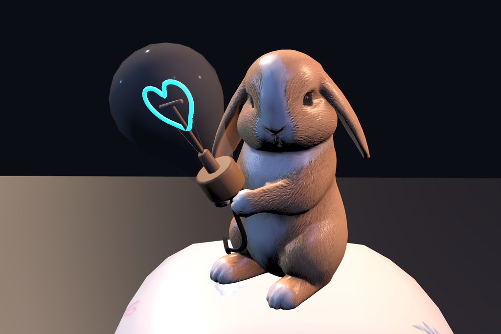 Rabbit Heart Lamp. unitypackage&Blender ハート電球うさぎランプ