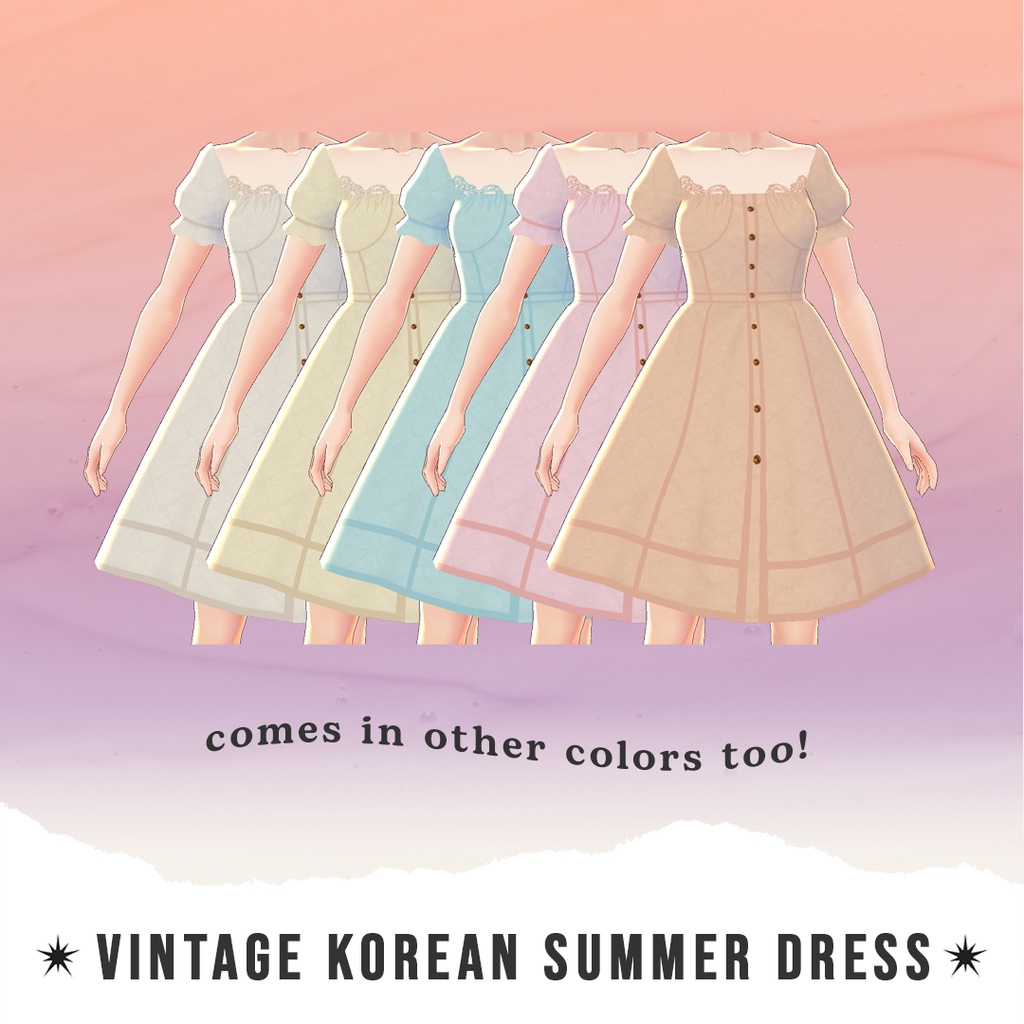 【VRoid】Free Vintage Korean Summer Dress