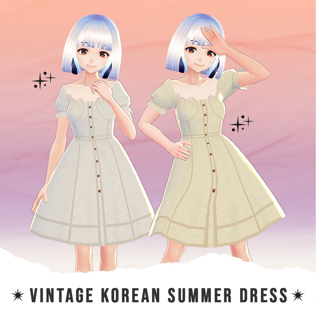 【VRoid】Free Vintage Korean Summer Dress