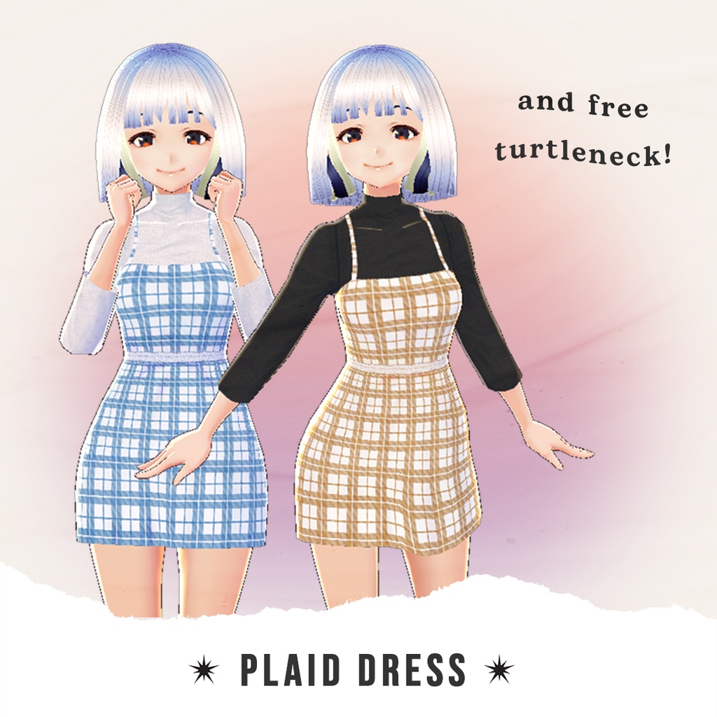 【VRoid】Plaid Dress/Free Turtleneck