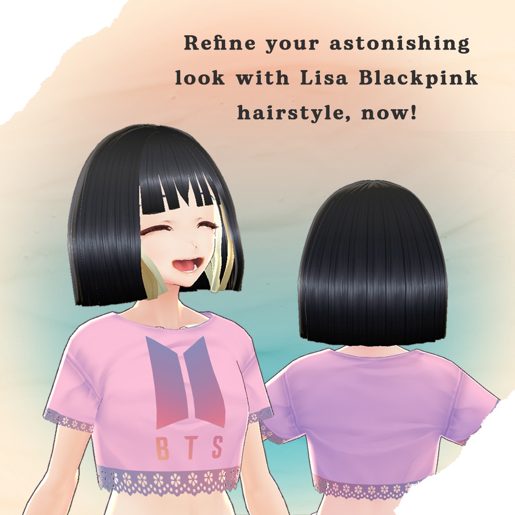【VRoid】Free Blackpink's Lisa Short Black Hair