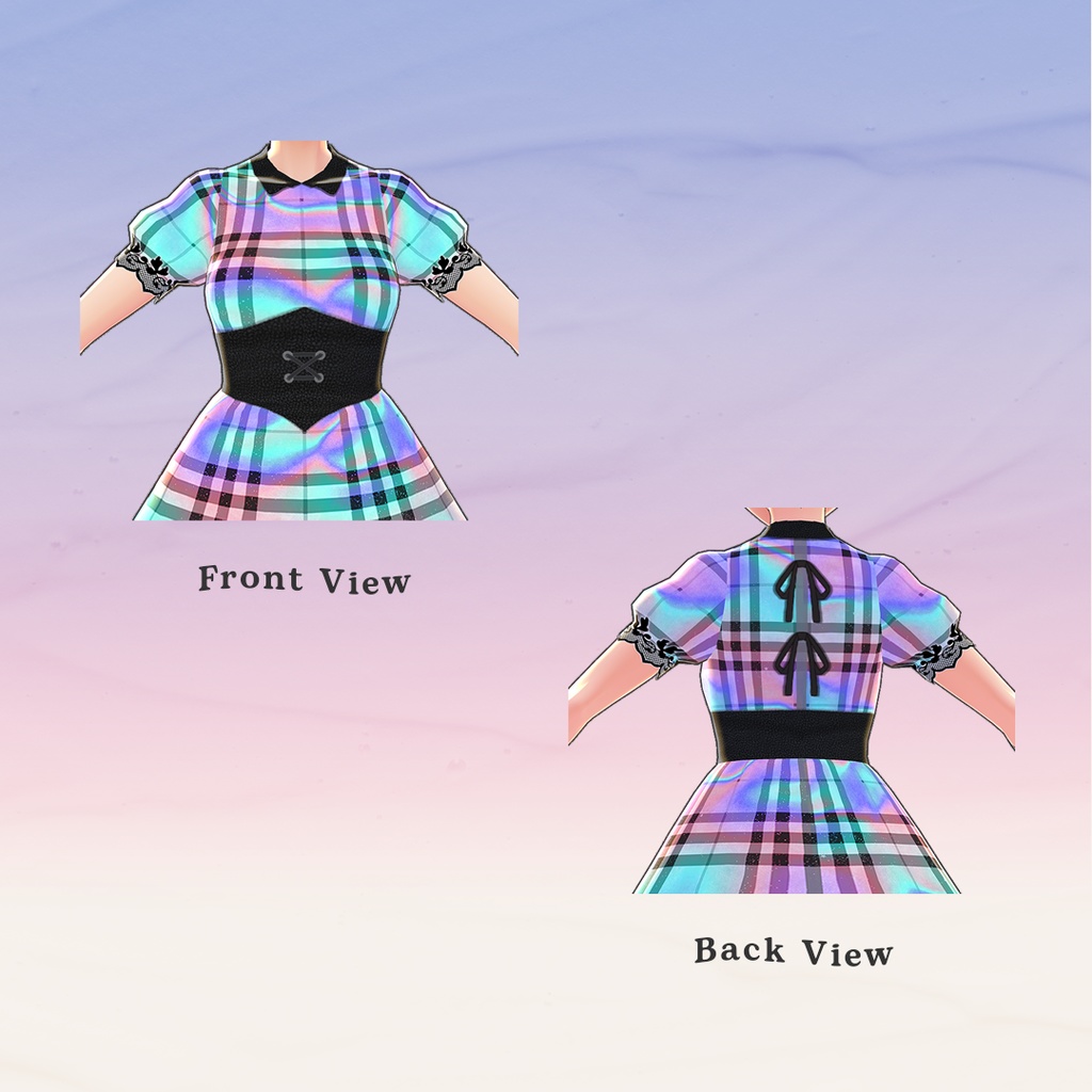 【VRoid用/Vroid衣】Holographic Dress + Free Corset; ホログラフィックドレス + 無料のコルセット