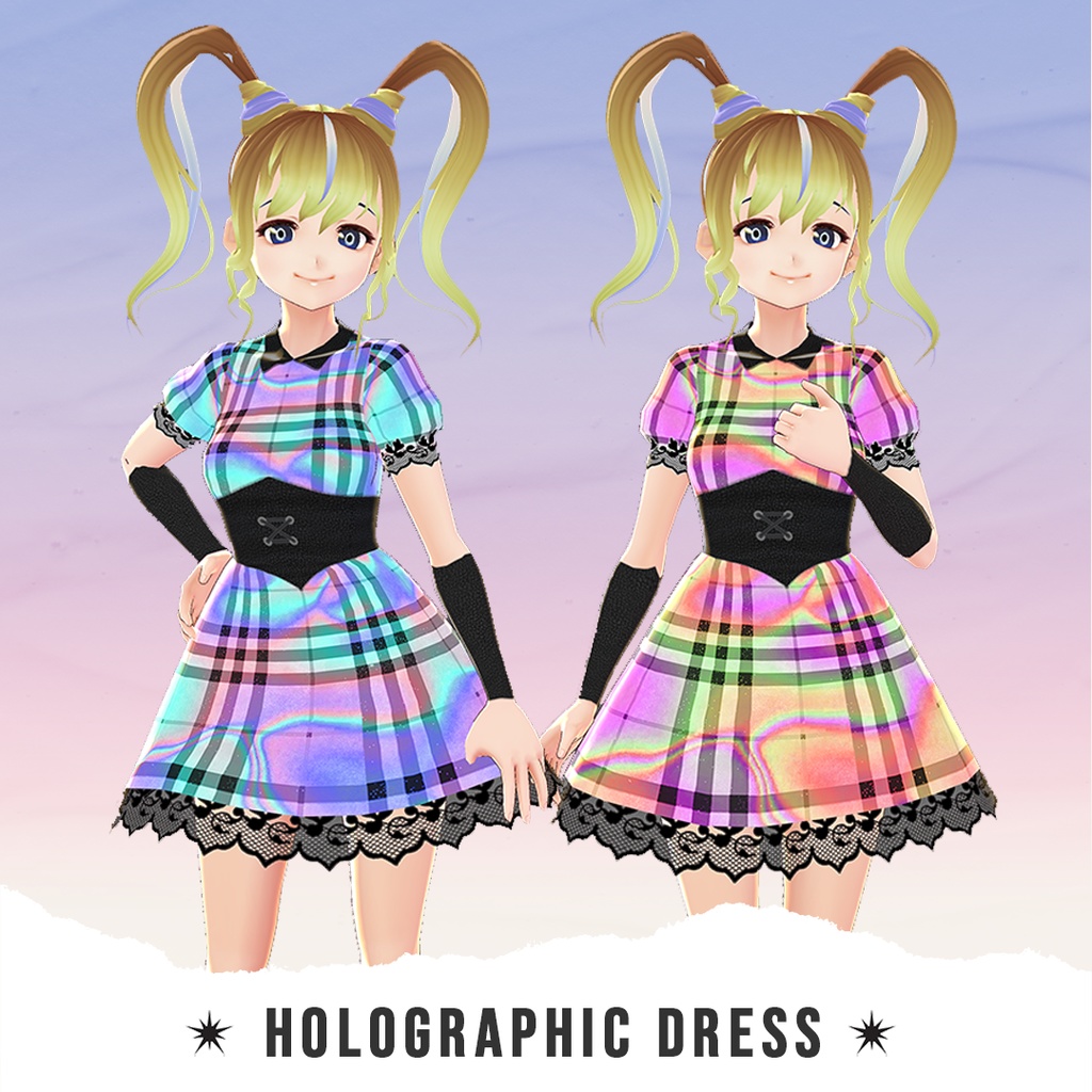 【VRoid用/Vroid衣】Holographic Dress + Free Corset; ホログラフィックドレス + 無料のコルセット